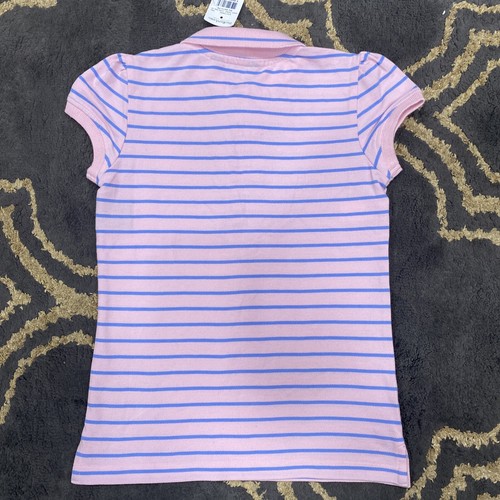 Ralph Lauren Girls Pullover Ruffle Polo Shirt Pink And Blue Striped Size 6X - Picture 8 of 11