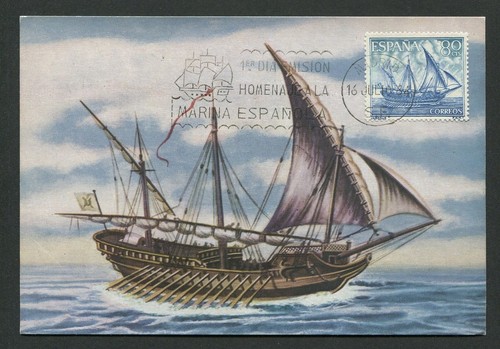 SPANIEN MK 1964 MARINE SCHIFFE SCHEBECKE WARSHIP SHIPS MAXIMUM CARD MC CM d2614