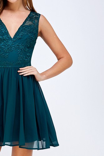 SEÑORAS SIN MANGAS Chifón Formal Dama de honor Baile de graduación VESTIDO CORTO Talla S M L 27788 - Imagen 5 de 10