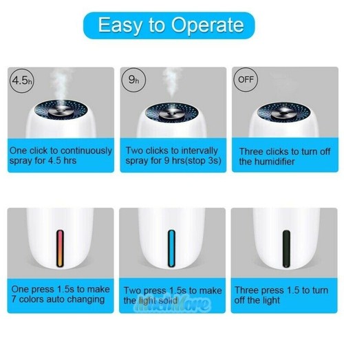 USB LED Humidifier Ultrasonic Essential Oil Diffuser Aroma Aromatherapy Purifier - Picture 53 of 54