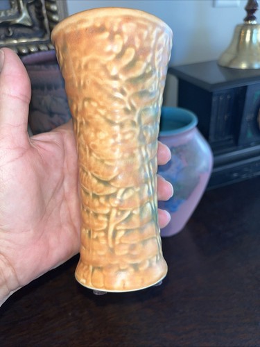 🔥🔥Rare 1920s Weller Marvo 7” Vase Green & Carmel Glazes - Picture 11 of 13