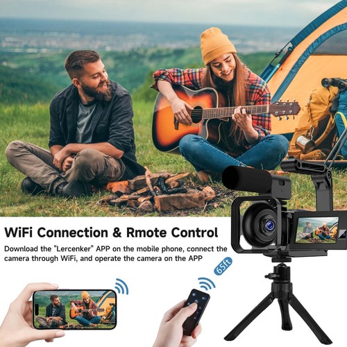 5K Camcorder Video Camera, 56MP Dual Lens WiFi IR Night Vision 16X Digital Zoom - Picture 7 of 11