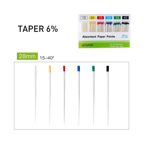 Dental Endo Cotton Fiber Absorbent Paper Points / Gutta Percha Point Fiber Taper - Picture 10 of 250