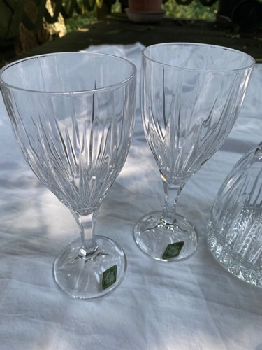 Shannon Crystal 24% Lead Crystal Decanter + Wine Water Goblet Lot Set - Picture 3 of 6