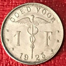 HIGHER GRADE 1923/3 BELGIUM 1 FRANC COIN-FEB486