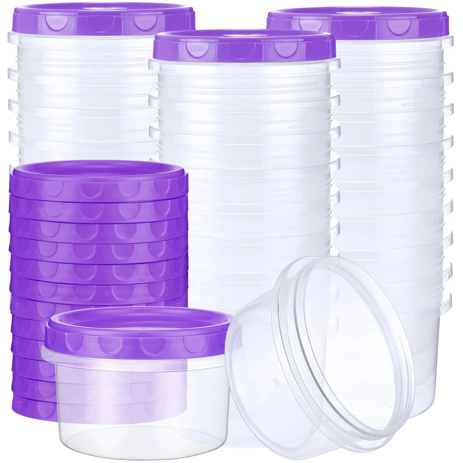 36 Pack 8oz Reusable Plastic Containers Twist Top Food Storage with Screw Lids