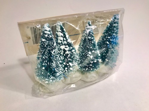 Lemax Árbol de Cerdas de Navidad Mini 14005 Set/4 Lanzado 1991 Retirado 2020 - Imagen 4 de 4