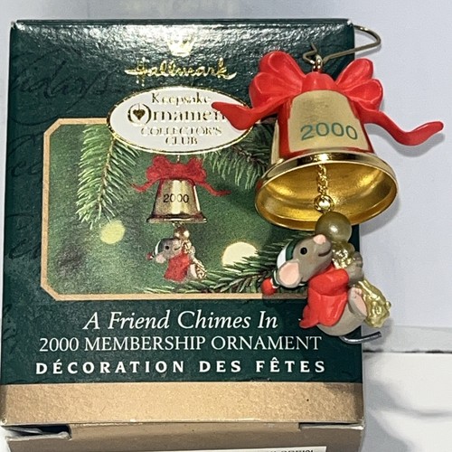 Hallmark A Friend Glockenspiel in Miniatur Maus mit Messingglocke KOC Ornament Neu 2000 - Bild 4 von 12