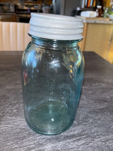 Vintage Ball Perfect Mason #13 Quart Glas mit Zinkdeckel blau #D - Bild 4 von 24