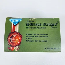 Vintage BMF Schnaps Krügerl Mini Stein Shot Glasses w Pewter Lid West Germany
