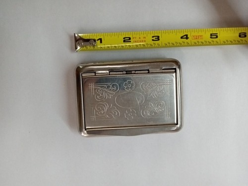 Vintage Silver Tone Etched Cigarette Case - Picture 12 of 13
