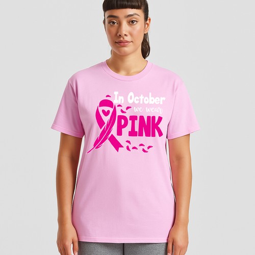 In October We Wear Pink Breast Cancer Awareness Mens T-Shirt Womens Tee Shirt - Picture 7 of 43