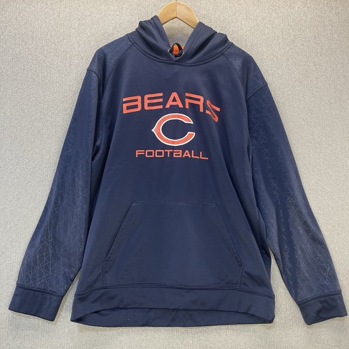 Chicago Bears Hoodie Mens XL Majestic NFL Graphic Print Navy Blue Orange - Picture 8 of 8