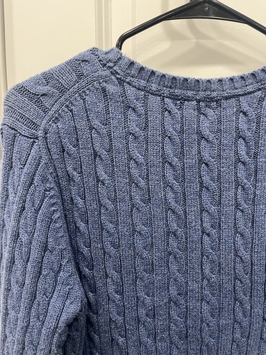 LL Bean Sweater Women Medium Blue Pullover Preppy Cable Knit Crewneck Large Reg - Picture 12 of 14