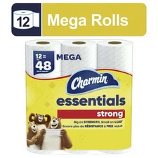 Charmin Toilet Paper Essentials Strong, 12 Mega Rolls