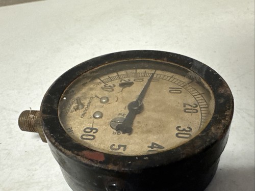 Compound Jas. P. Marsh Industrial Pressure Gauge Steampunk 0-60 Brass 3 3/4" VTG - Picture 6 of 13