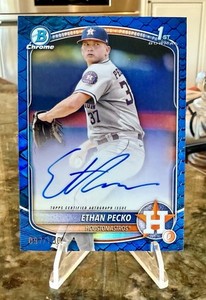2025 Bowman Chrome 1st Ethan Pecko Auto Blue Reptilian Refractor /150 Astros