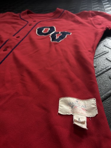 Vintage Ohio Valley Baseball Jersey Shirt Mens Large Red Blue OV 5 HARV-AL 90s - Picture 2 of 6