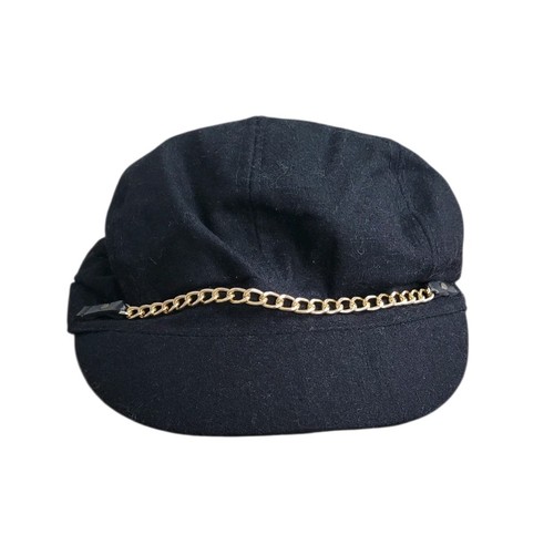 Nuovo AUGUST HAT COMPANY berretto nero misto lana newsboy catena oro taglia unica - Foto 2 di 13