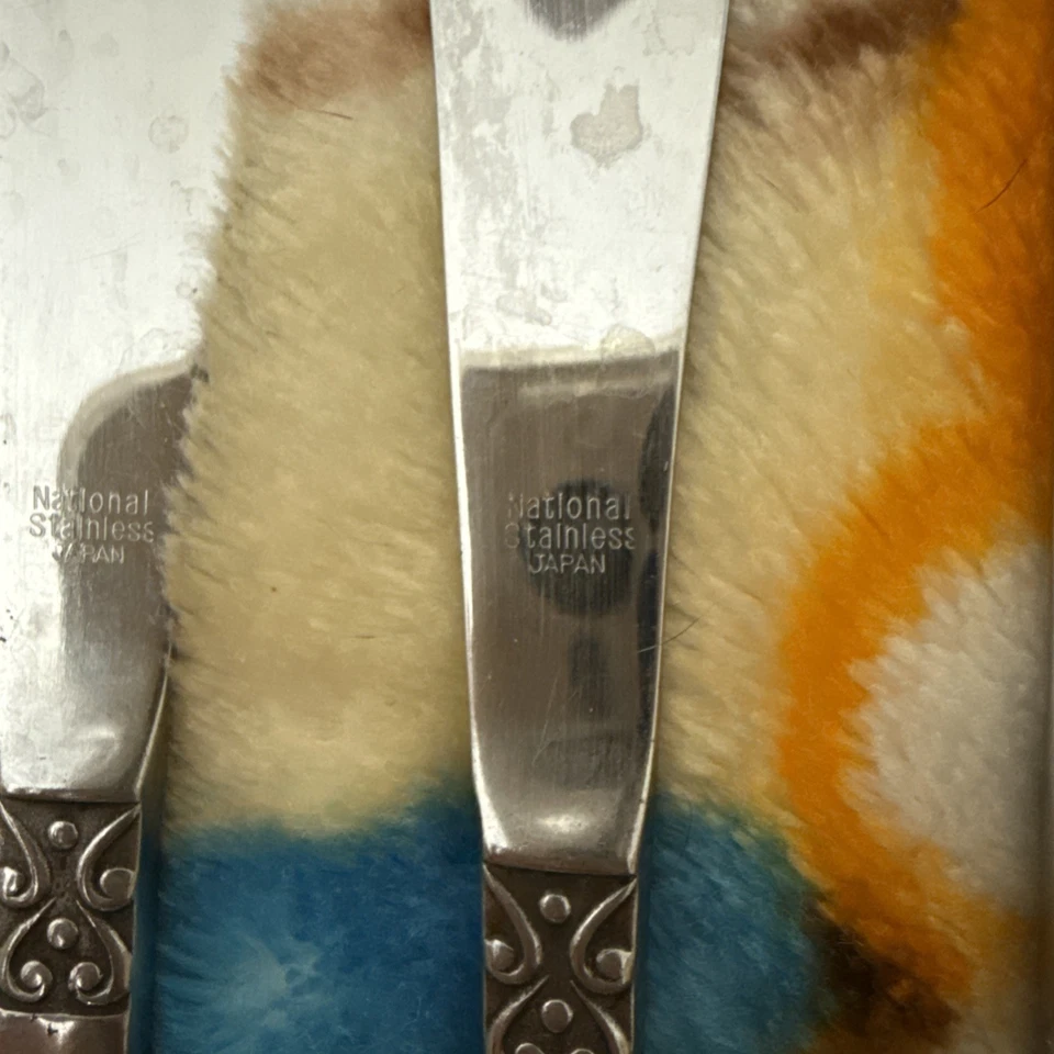 NATIONAL OLAF BRUÑIDO HDL NEGRO ACENTO INOXIDABLE CUBIERTOS LOTE 6 CUCHILLOS CUCHILLO Foto 2 de 4