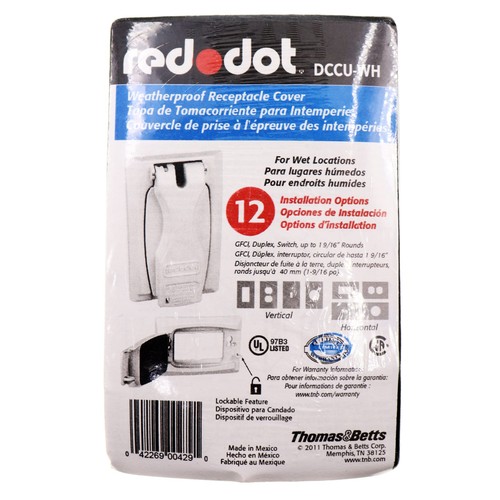 RED DOT DCCU-WH ALUMINIO TAPA ABATIBLE CUBIERTA RECEPTÁCULO RESISTENTE A LA INTEMPERIE, 1 BANDA, BLANCO - Imagen 4 de 4