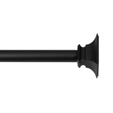 48 In. - 84 In. Adjustable Single Curtain Rod 5/8 In. Dia. in Matte Black with F