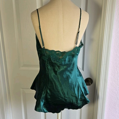 Victoria’s Secret Gold Label Vintage Green Satin And Lace Teddy Lingerie Size M - Picture 2 of 8