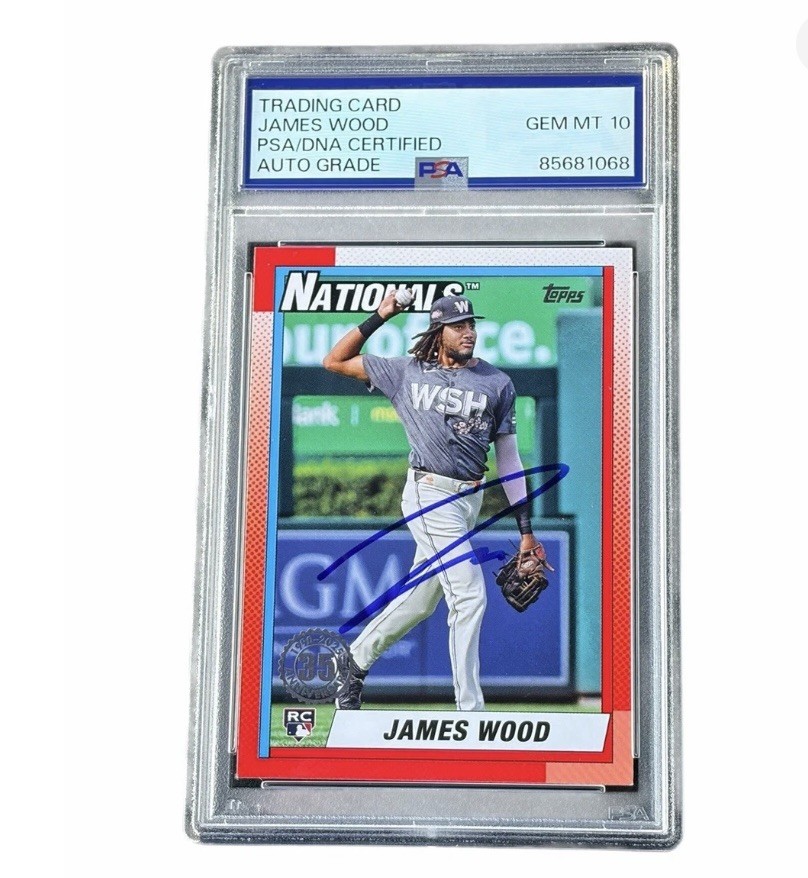 James Wood Signed Card Washington Nationals Autographed Auto Rookie PSA 10