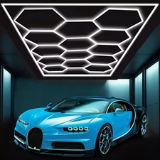 Hexagon Garage Lighting 14 LED Honeycomb Design for Pro Detailing Gyms