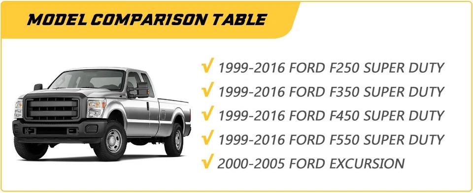 Espejos retrovisores térmicos de remolque para Ford F250-F550 Super Duty 1999-2016 LED ámbar intermitente Foto 2 de 4