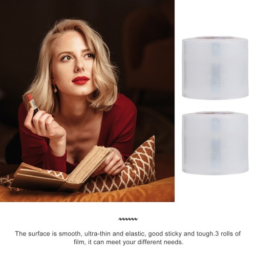 3 Rolls Reusable Plastic Film Lip Stretchy Makeup Plastic Wrap - Foto 6 di 12