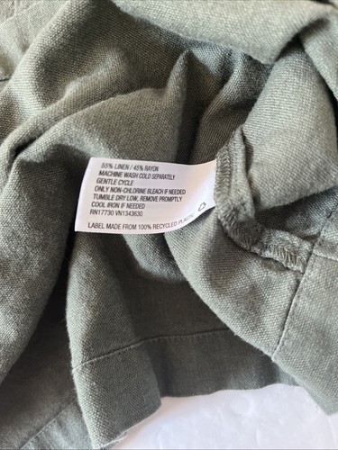 Universal Threads Womens Crop Top Boxy Minimalist Linen Blend V-Neck Green Large - Picture 14 of 16