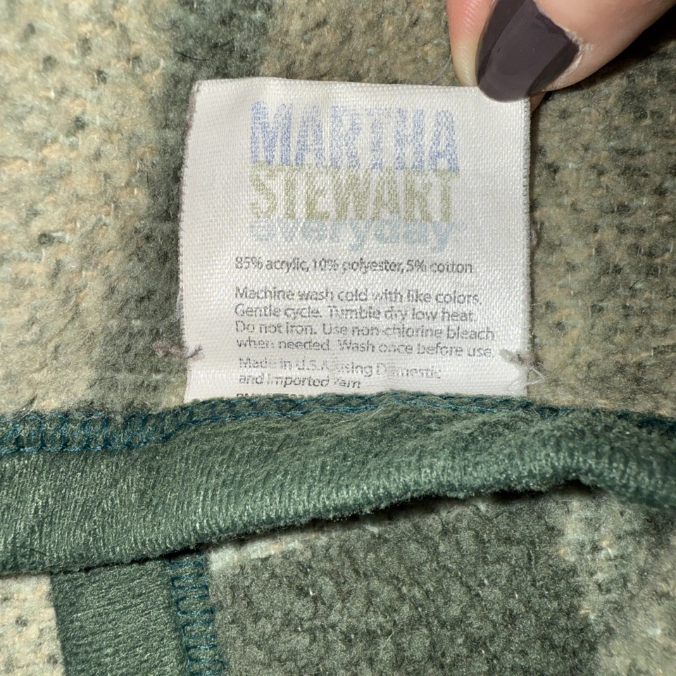 Juego de 2 mantas vintage Martha Stewart verde tostado a cuadros suaves difusas 55X48 Foto 4 de 4