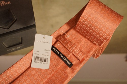 Brand New Never Worn Peter Valentine Pink Salmon Tie - Picture 6 of 6