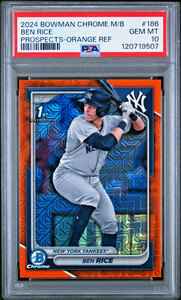 2024 Bowman BEN RICE Chrome Prospect 1st POP 2 RC Orange Mega Mojo /25 BCP-186