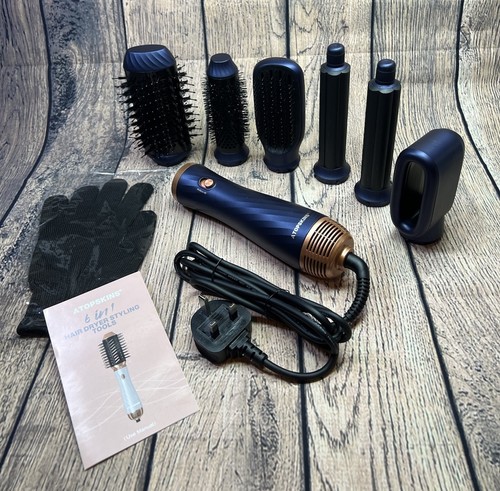 Airbrush 6 in 1 Air Styler Set Haartrocknerbürste mit Lockenglätten Ionenpflege