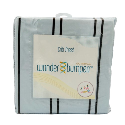 Go Mama Go Fitted Crib Sheet for Nursery Blue Brown Striped 100% Cotton NEW - Picture 1 of 2