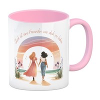 Freundinnen Sonnenuntergang Kaffeebecher In Rosa Mit Spruch GlüCk Ist Deine