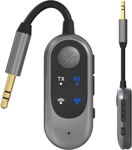 2-in-1 Bluetooth Wireless Audio Transmitter for Headphones or BT Devices 3.5mm