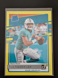 2020 Panini Donruss Rated Rookie Tua Tagovailoa #302 Press Proof Yellow RC