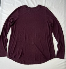 American Eagle Outfitters Women's Waffle Knit Long Sleeve Thermal Top Burgundy S