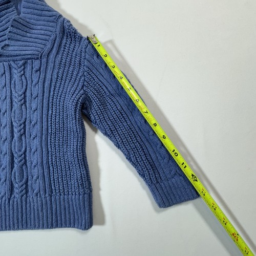 Janie and Jack Boys Blue Cable Knit Shawl Collar Sweater Size 3 Cotton Wool - Picture 3 of 7