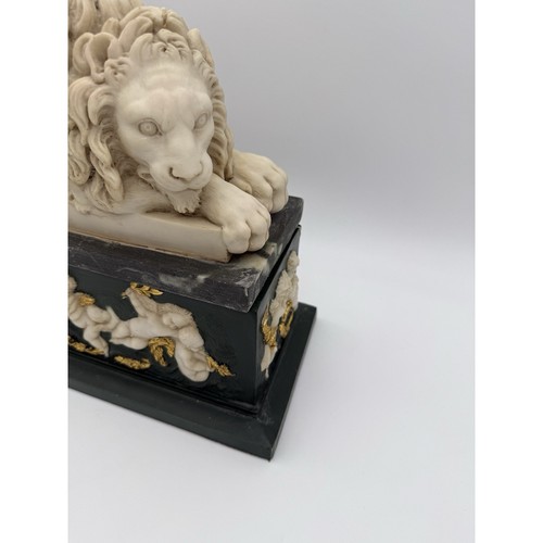 Caja Ataúd Grand Tour Resina León Canova Estilo Dorado Putti Decoración Neoclásica - Imagen 6 de 17