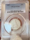 1857 ~ Seated Liberty Quarter ~ PCGS XF40 ~ Tough Date in XF ~ Great Type Coin!!
