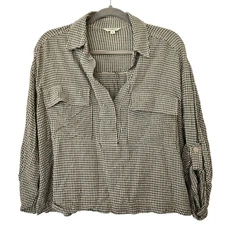 Max Studio Black White Plaid Oversized Top Women's Medium Lagenlook Flawed