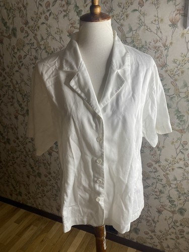 Blusa top Peter Martin para mujer talla 16 100 % algodón blanco con botones - Imagen 1 de 6