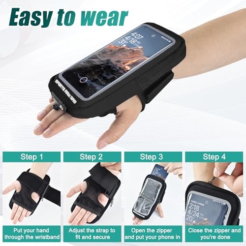 Wristband Phone Holder for Running Crossbody Phone Clear Touchscreen Black - 第 5/7 張圖片