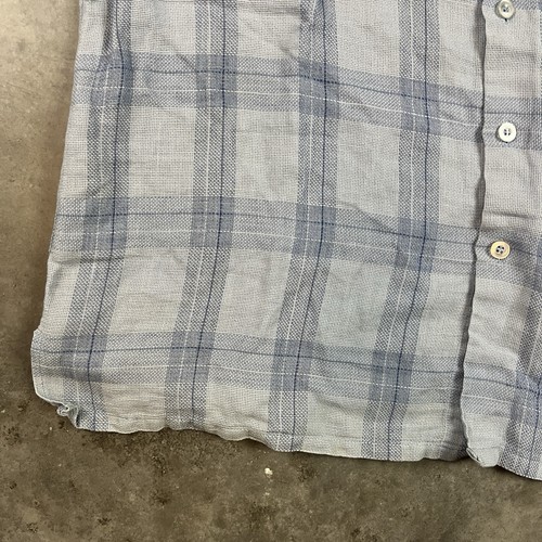 Maximi Linen Shirt Mens XXL Blue Button Up Plaid Short Sleeve Preowned - Picture 5 of 17