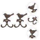  2 Pcs Iron Wall Hook Decorative Bird Shaped Animal Pattern Hangers