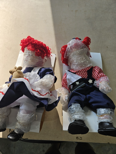 Raggedy Ann & Andy Porcelain Doll Pair Vintage 16" Tall, NIB - Picture 4 of 5